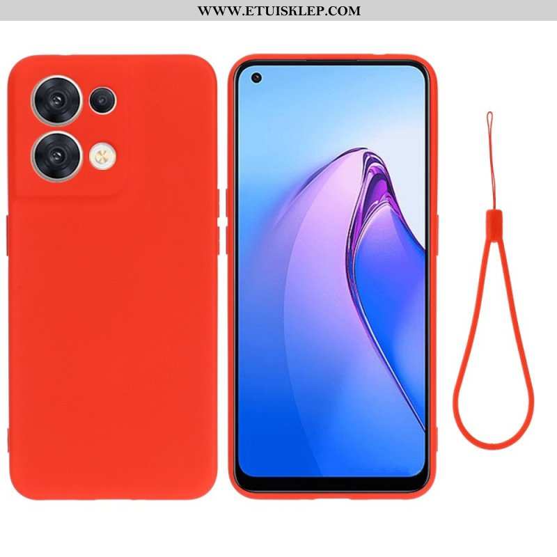 Futerały do Oppo Reno 8 z Łańcuch Płynny Silikon W Paski